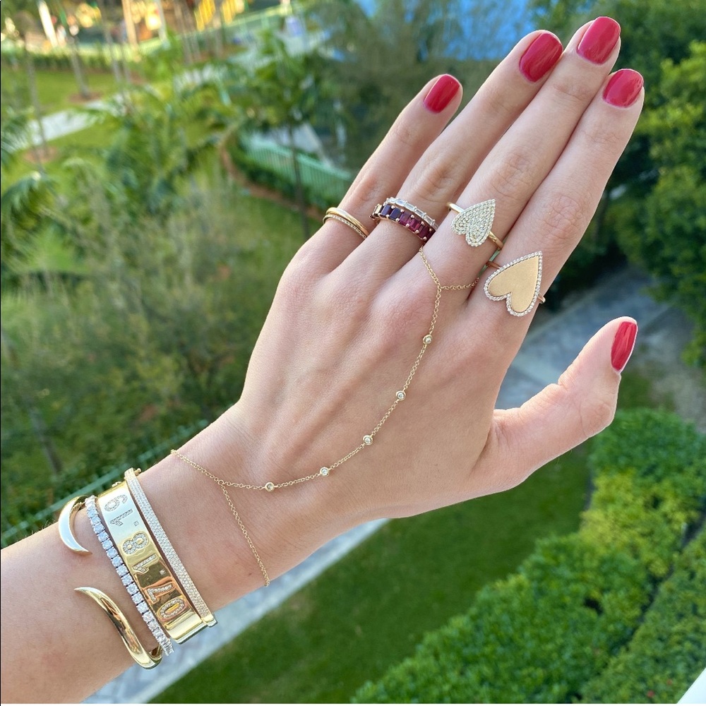 14k gold and diamond hand chain bracelet